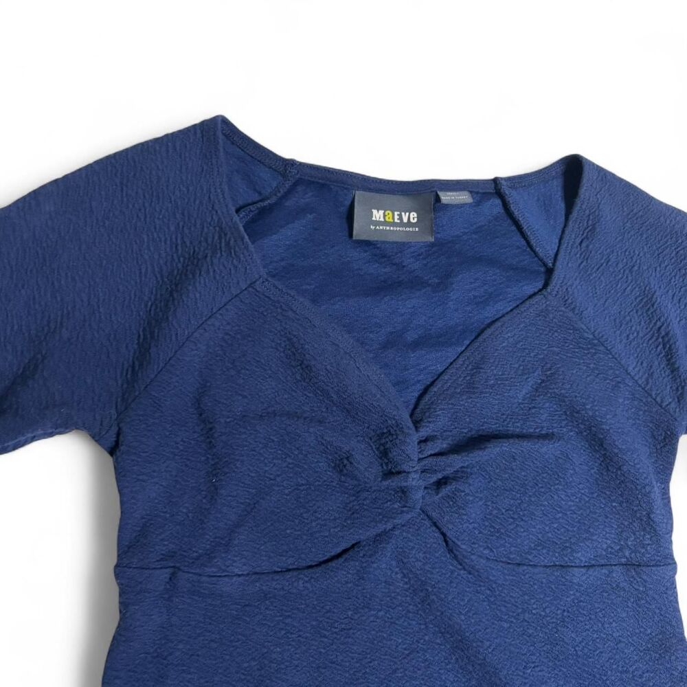 Maeve Anthropologie Women's Navy and Blue Shirt | Extra Small